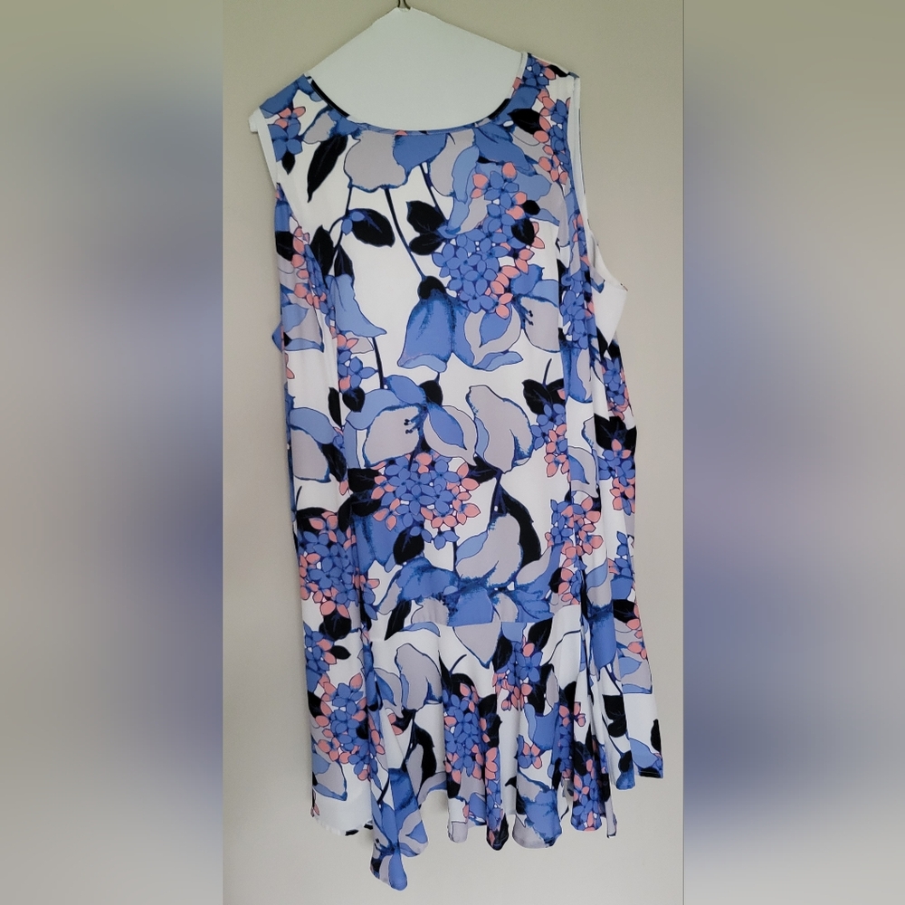 Floral Sleeveless Dress in Blue and Pink